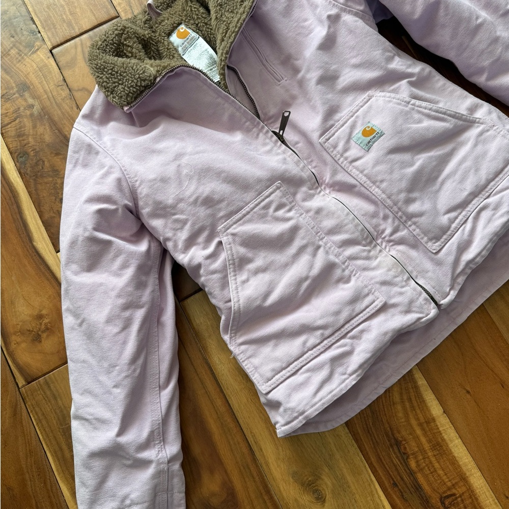 Carhartt Light Pink Sherpa-Lined Work Jacket women’s medium - Picture 4 of 6